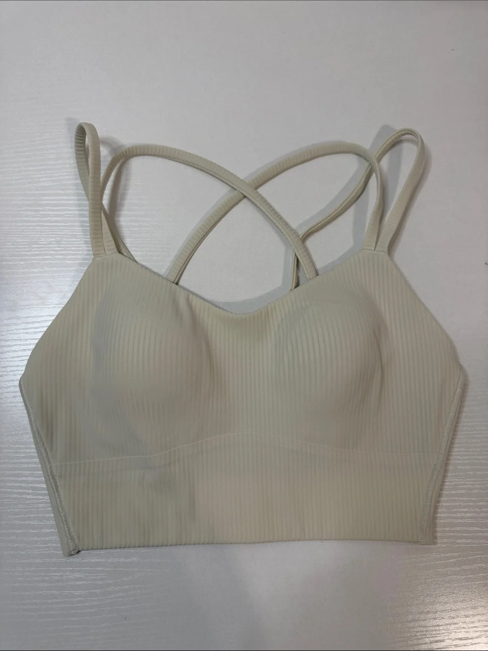 NWOT Lululemon Like a Cloud Ribbed Longline Bra Light Support B/C Cup - Bone